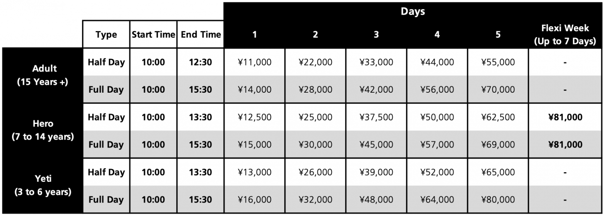 Hakuba Happo One EISS group lesson prices