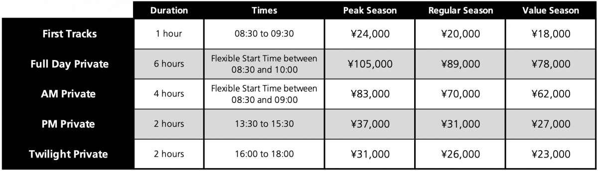 Go Snow Private Lesson Prices